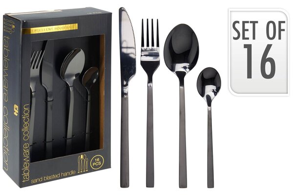 Σετ Μαχαιροπίρουνα Excellent Houseware από ανοξείδωτο ατσάλι - Μαύρο - 16 τεμάχια