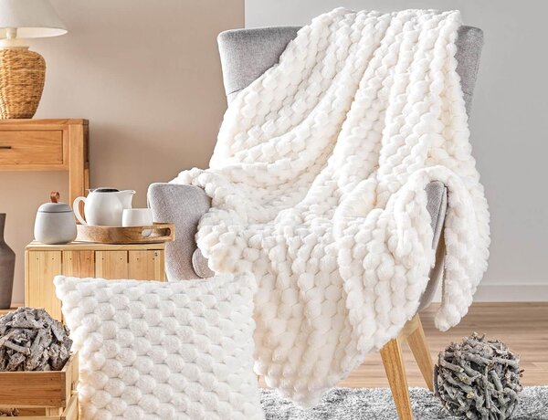 Κουβέρτα Frosty Douceur d'intérieur με εσωτερική επένδυση sherpa και διαστάσεις 125x150cm - White