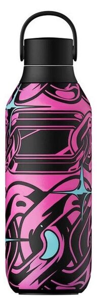 Μπουκάλι Θερμός Series 2 Studio Chilly's με χωρητικότητα 500ml και διατήρηση θερμοκρασίας 12h ζεστό / 24h κρύο - Magenta Madness