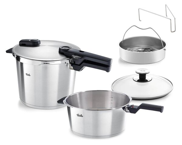 Σετ Χύτρες Ταχύτητας Fissler Premium Vitaquick με καλάθι ατμού, διάμετρο 22cm και χωρητικότητες 3.5lt/6lt - 2 τεμάχια