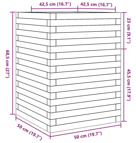 Ζαρντινιέρα Καφέ Κεριού 50x50x68,5 εκ. από Μασίφ Ξύλο Πεύκου - Καφέ