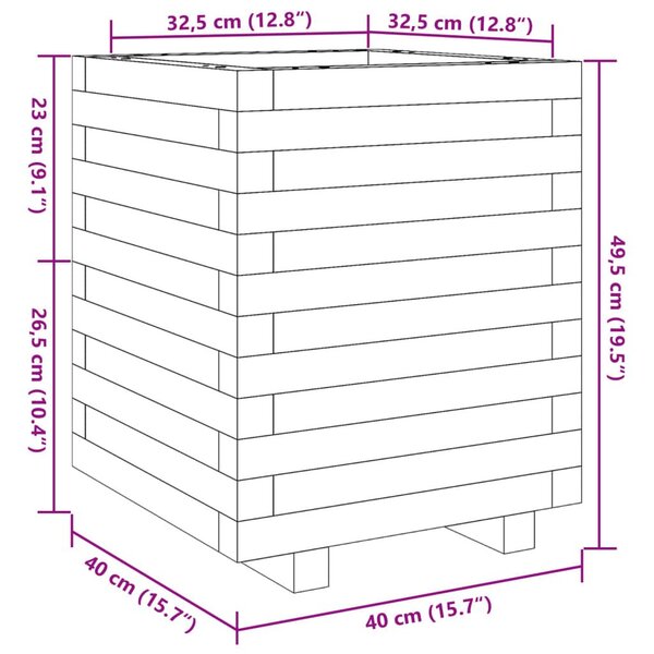 Ζαρντινιέρα 40x40x49,5 εκ. Εμποτισμ. Ξύλο Πεύκου - Καφέ