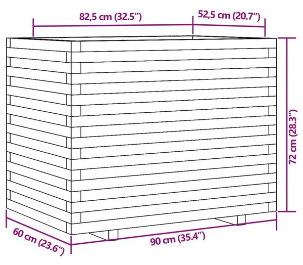 Ζαρντινιέρα 90x60x72 εκ. από Μασίφ Ξύλο Ψευδοτσούγκας - Καφέ