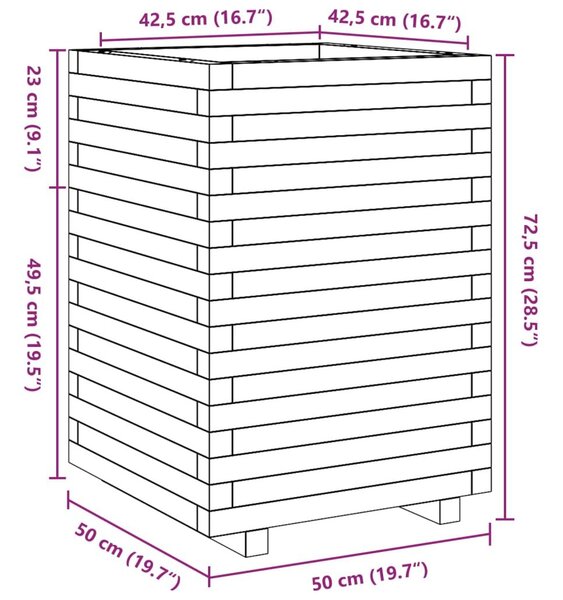 Ζαρντινιέρα Λευκή. 50x50x72,5 εκ από Μασίφ Ξύλο Πεύκου - Λευκό