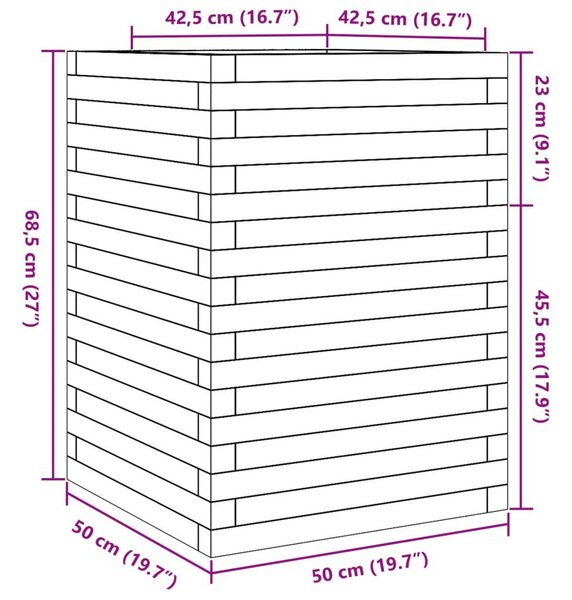 Ζαρντινιέρα Λευκή. 50x50x68,5 εκ από Μασίφ Ξύλο Πεύκου - Λευκό