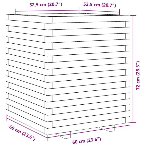 Ζαρντινιέρα Κήπου 60x60x72 εκ από Μασίφ Ξύλο Πεύκου - Καφέ