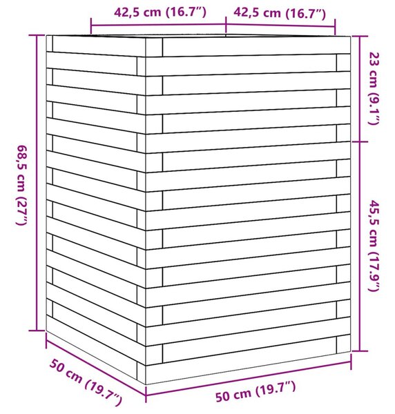 Ζαρντινιέρα 50x50x68,5 εκ. από Μασίφ Ξύλο Πεύκου - Καφέ