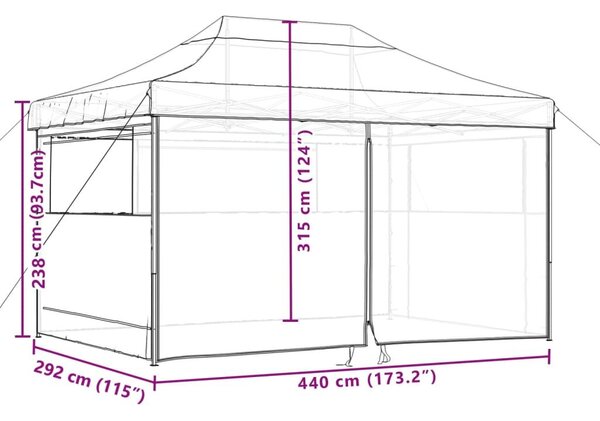 Τέντα Εκδηλώσεων με 4 Τοιχώματα Πτυσσόμενη Pop-Up Taupe - Μπεζ-Γκρι