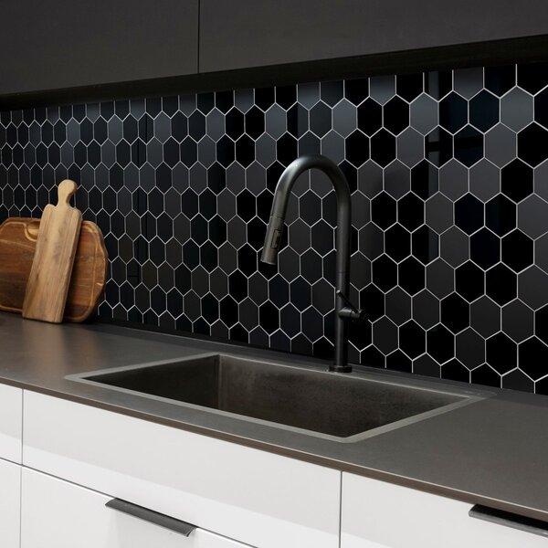 Αυτοκόλλητα Πλακάκια (Σετ 4τμχ) L-C Hexa Black 1770147