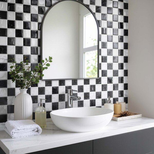 Αυτοκόλλητο 3D Πάνελ Τοίχου (30.5x25) L-C Damier Marble/Noir 1770176