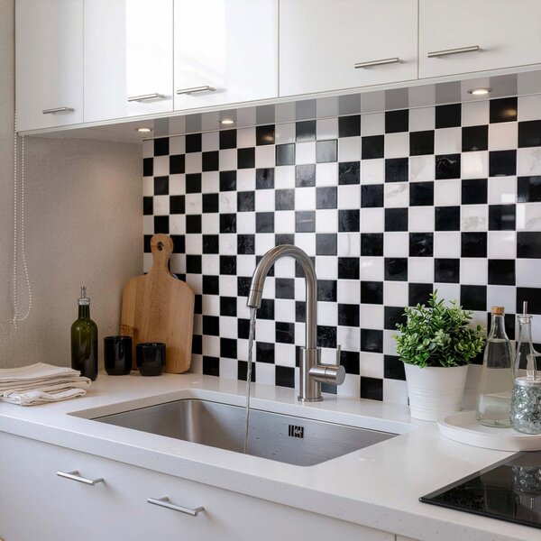 Αυτοκόλλητο 3D Πάνελ Τοίχου (30.5x25) L-C Damier Marble/Noir 1770176