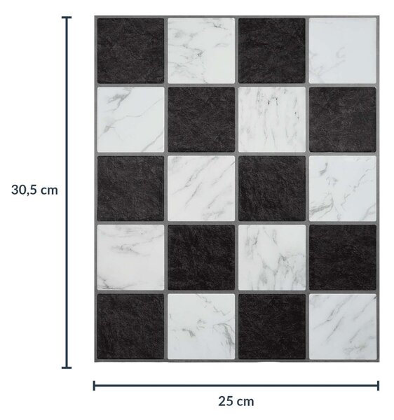 Αυτοκόλλητο 3D Πάνελ Τοίχου (30.5x25) L-C Damier Marble/Noir 1770176