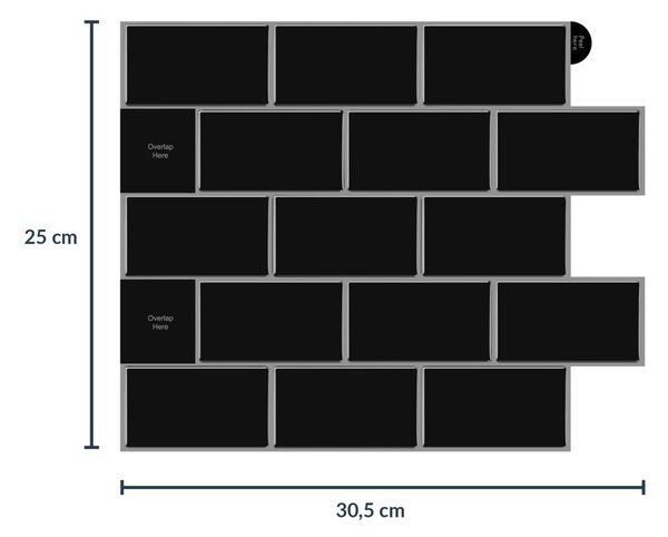Αυτοκόλλητο 3D Πάνελ Τοίχου (30.5x25) L-C Metro Black 1770133