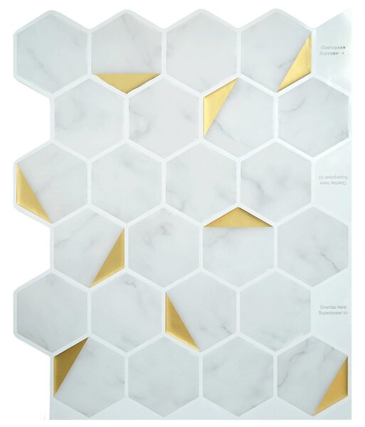 Αυτοκόλλητο 3D Πάνελ Τοίχου (30.5x25) L-C Hexa Marble/Or 1770183