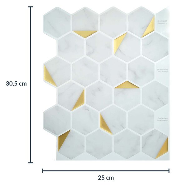 Αυτοκόλλητο 3D Πάνελ Τοίχου (30.5x25) L-C Hexa Marble/Or 1770183