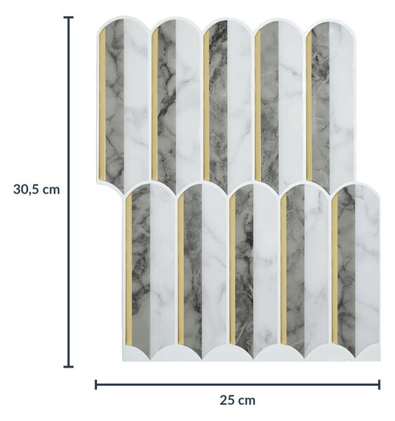 Αυτοκόλλητο 3D Πάνελ Τοίχου (30.5x25) L-C Ogive Marble/Gris/Or 1770179