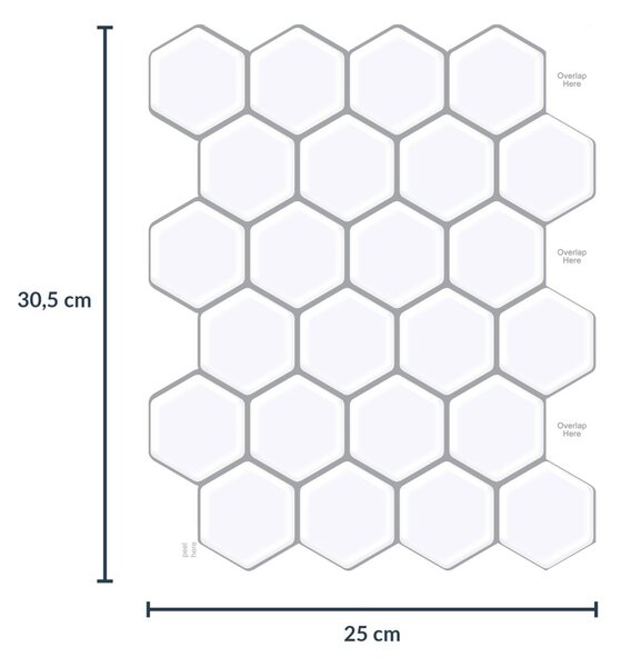 Αυτοκόλλητο 3D Πάνελ Τοίχου (30.5x25) L-C Ruche White 1770138