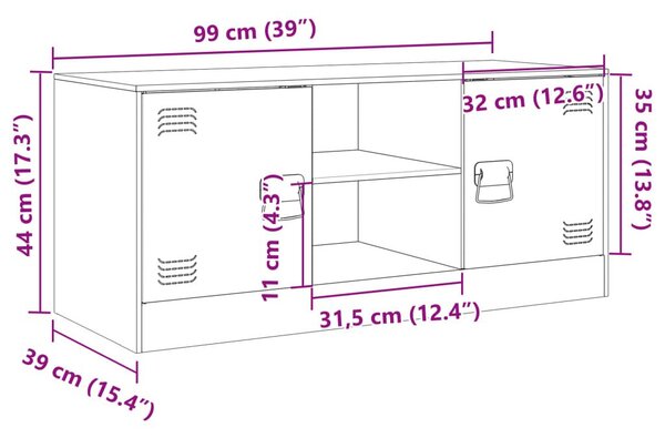 Έπιπλο Τηλεόρασης Ανθρακί 99x39x44 εκ. από Χάλυβα - Ανθρακί