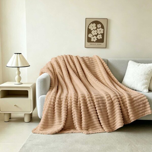 Γούνινη Κουβέρτα Καναπέ (100x150) Melinen Persa Beige