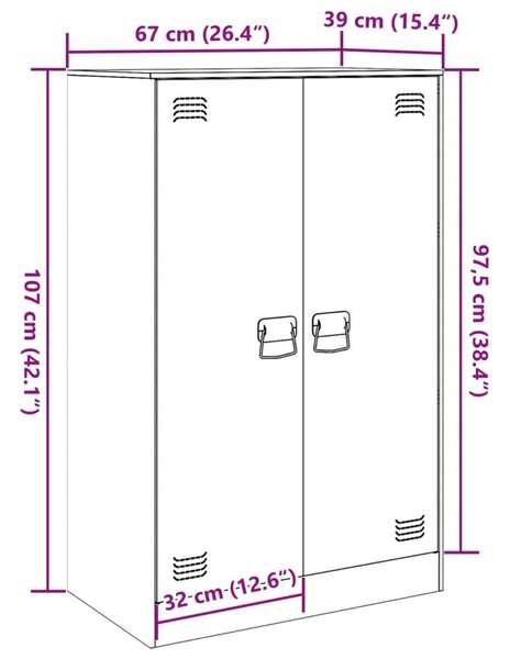 Ντουλάπι Ροζ 67x39x107 εκ. από Ατσάλι - Ροζ