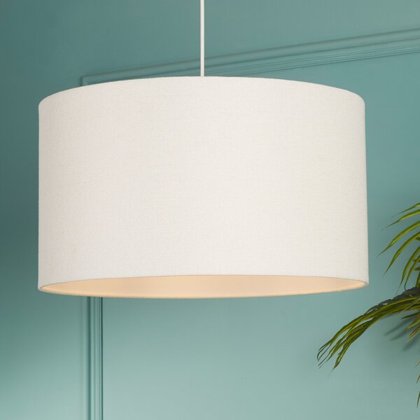 Searchlight Κρεμαστό φωτιστικό Rayna, Ø 50 cm, λευκό, λινό, E27, ρυθμιζόμενος, Μπεζ, Σαλόνι / τραπεζαρία, Ύφασμα / Κλωστοϋφαντουργία, Σκανδιναβικό