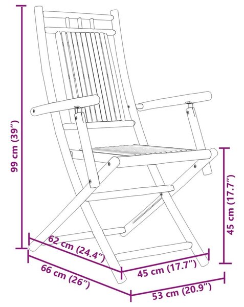 Καρέκλες Κήπου Πτυσσόμενες 4 τεμ. 53x66x99 εκ. από Μπαμπού - Καφέ