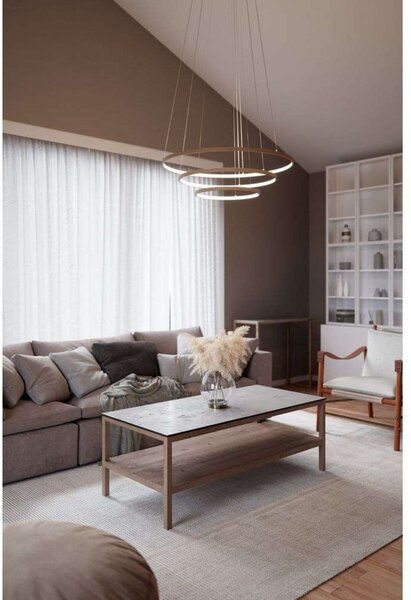 By Rydéns Rydens LED κρεμαστό φωτιστικό Trione, φυσικό, Ø 80 cm, ξύλο, Ξύλου, Σαλόνι / τραπεζαρία, Ξύλο, σύγχρονο