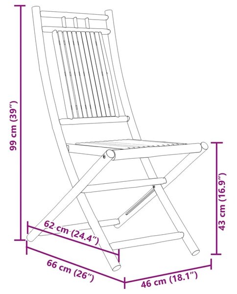 Καρέκλες Κήπου Πτυσσόμενες 4 τεμ. 46 x 66 x 99 εκ. από Μπαμπού - Καφέ