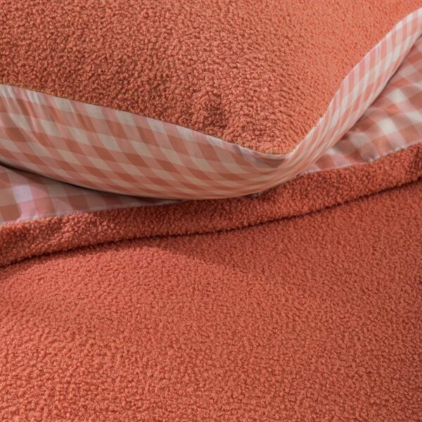 Παπλωματοθήκη Fleece Μονή (140x200) + Διακοσμητική Μαξιλαροθήκη Fleece L-C Pilou Terracotta 1645281