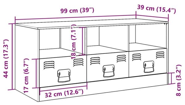 Έπιπλο Τηλεόρασης Ανθρακί 99x39x44 εκ. από Χάλυβα - Ανθρακί