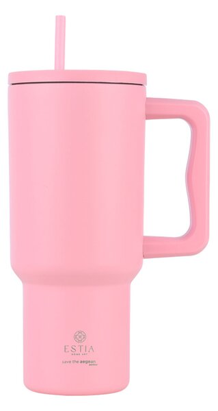 Κούπα Θερμός Με Λαβή & Καλαμάκι 900ml Estia Save The Aegean Tumbler Blossom Rose 01-32142