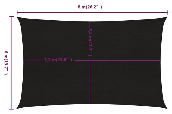 Πανί Σκίασης Ορθογώνιο Μαύρο 6x8 μ. HDPE 160 γρ./μ² - Μαύρο