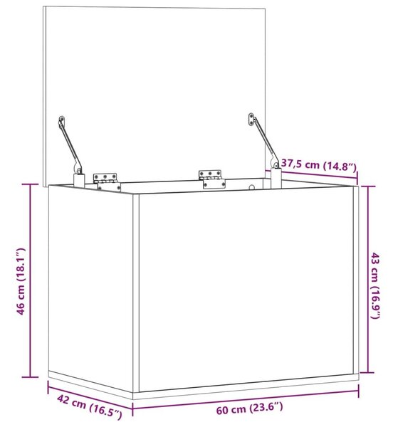 Κουτί Αποθήκευσης Sonoma Δρυς 60x42x46 εκ. Επεξεργασμένο Ξύλο - Καφέ