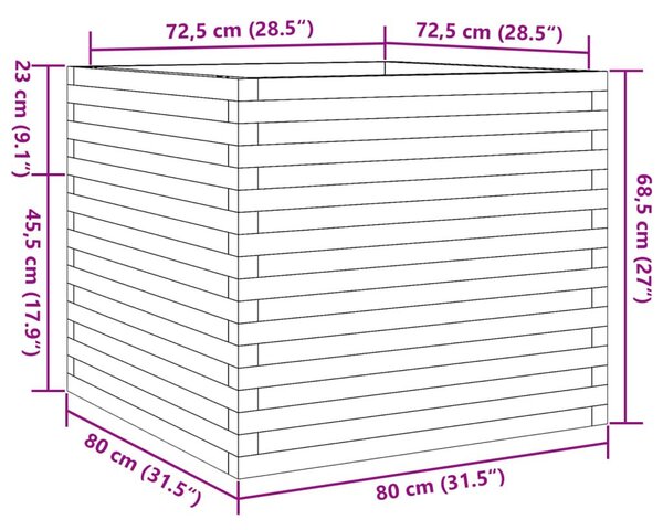 Ζαρντινιέρα Λευκή 80x80x68,5 εκ. από Μασίφ Ξύλο Πεύκου - Λευκό