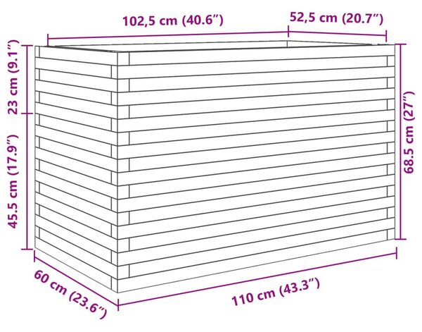 Ζαρντινιέρα Κήπου 110x60x68,5 εκ. από Μασίφ Ξύλο Ψευδοτσούγκας - Καφέ