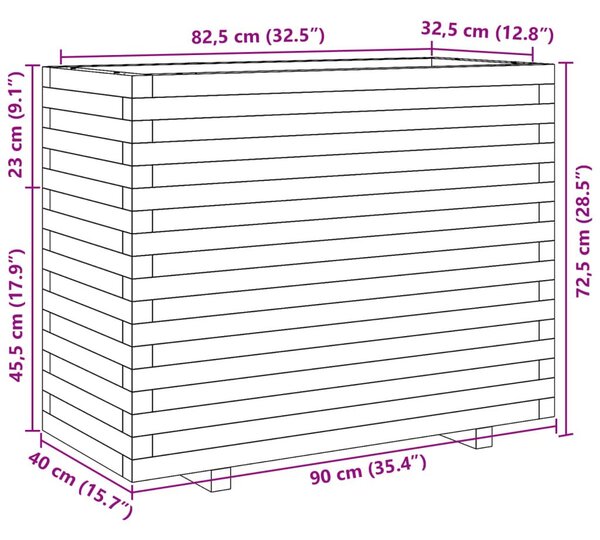 Ζαρντινιέρα Κήπου 90x40x72,5 εκ. από Μασίφ Ξύλο Ψευδοτσούγκας - Καφέ