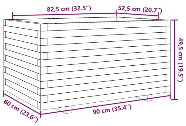 Ζαρντινιέρα Κήπου Λευκή 90x60x49,5 εκ. από Μασίφ Ξύλο Πεύκου - Λευκό