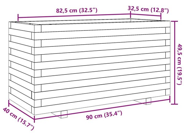 Ζαρντινιέρα Κήπου 90x40x49,5 εκ. από Εμποτισμένο Ξύλο Πεύκου - Καφέ