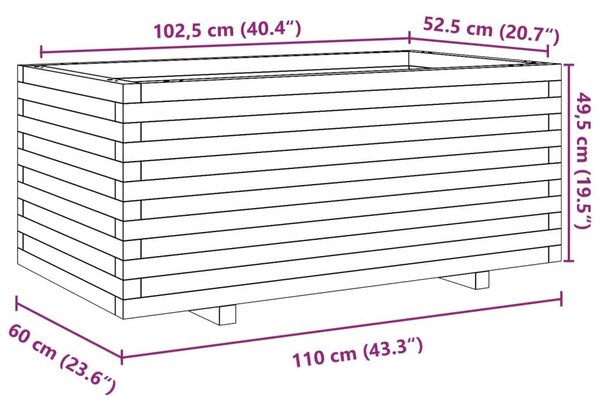 Ζαρντινιέρα Καφέ Κεριού 110x60x49,5 εκ. από Μασίφ Ξύλο Πεύκου - Καφέ