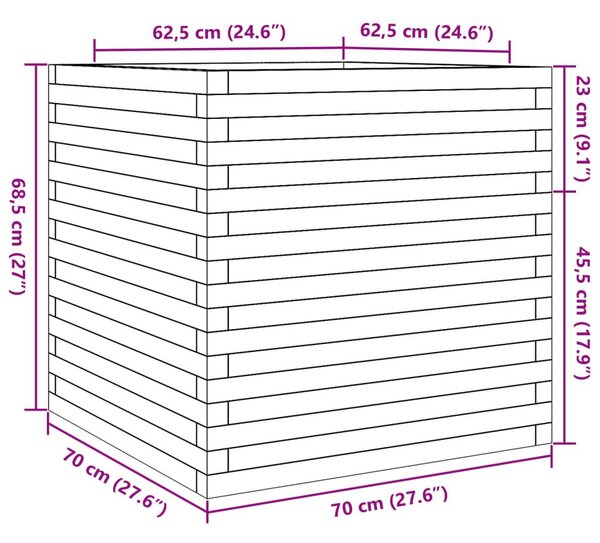 Ζαρντινιέρα Κήπου 70x70x68,5 εκ. από Μασίφ Ξύλο Ψευδοτσούγκας - Καφέ