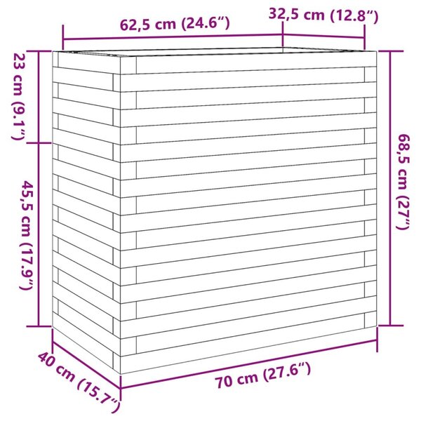 Ζαρντινιέρα Κήπου 70x40x68,5 εκ. από Εμποτισμένο Ξύλο Πεύκου - Καφέ