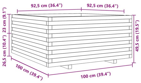 Ζαρντινιέρα Κήπου 100x100x49,5 εκ. από Εμποτισμένο Ξύλο Πεύκου - Καφέ