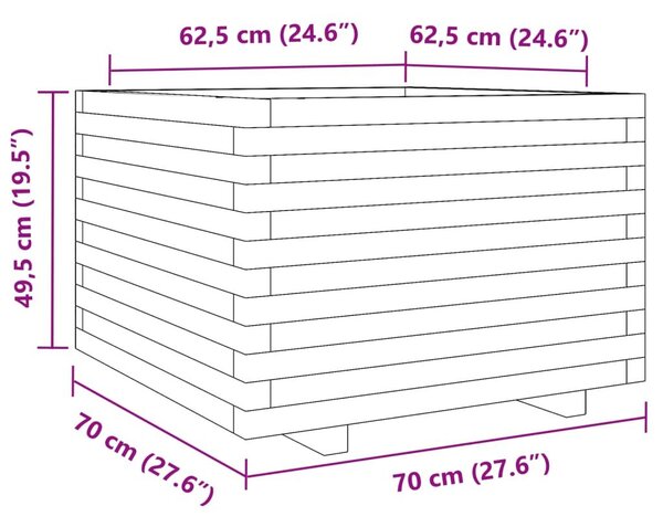 Ζαρντινιέρα Κήπου 70x70x49,5 εκ από Μασίφ Ξύλο Πεύκου - Καφέ