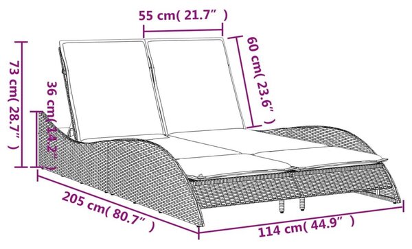 Ξαπλώστρα Μπεζ 114x205x73 εκ. από Συνθετικό Ρατάν με Μαξιλάρι - Μπεζ