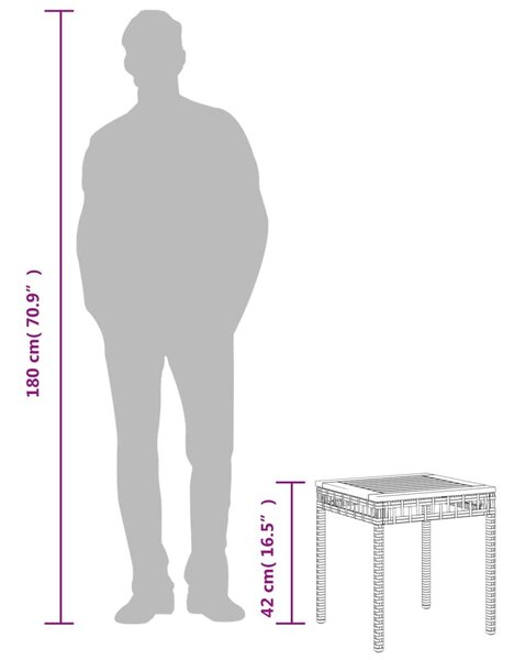 Τραπέζι Κήπου Μπεζ 38x38x42 εκ. Συνθετικό Ρατάν & Ξύλο Ακακίας - Μπεζ