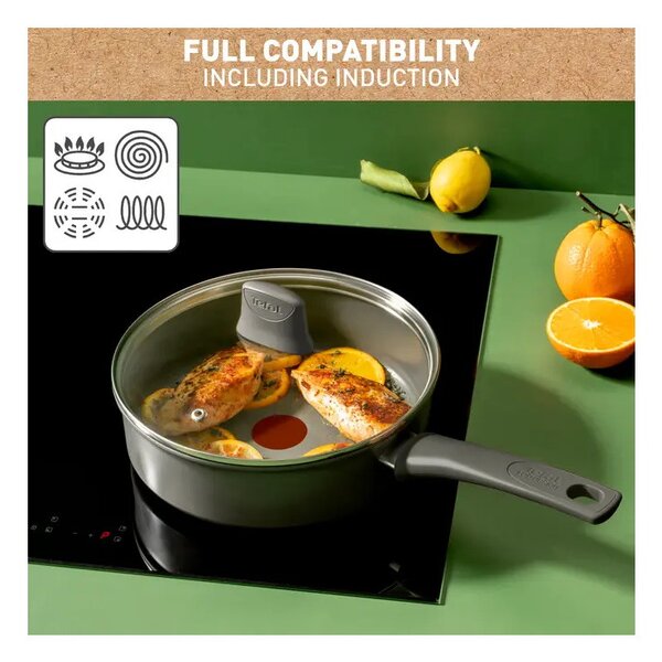 Τηγάνι βαθύ Tefal C4243253 STP24LID, 24 cm, Κεραμική επίστρωση, Thermo-Signal, Thermo-Fusion, Thermo-Spot, Induction, Γκρι