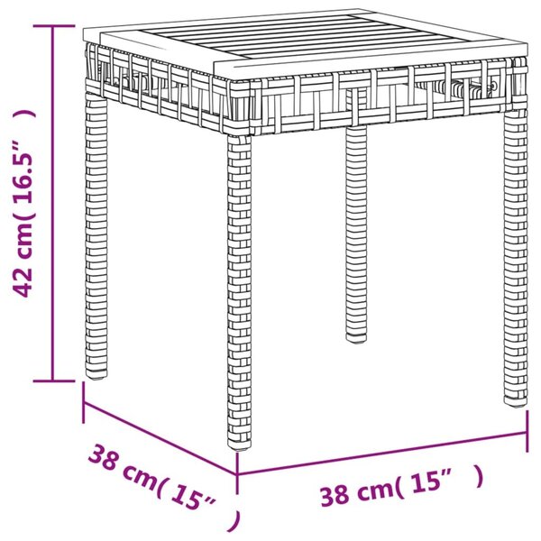 Τραπέζι Κήπου Μπεζ 38x38x42 εκ. Συνθετικό Ρατάν & Ξύλο Ακακίας - Μπεζ