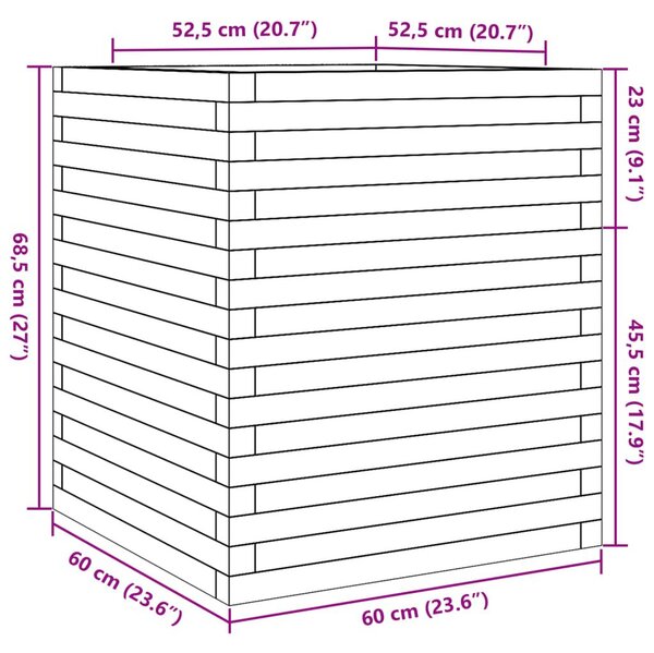 Ζαρντινιέρα Κήπου Λευκή 60x60x68,5 εκ. από Μασίφ Ξύλο Πεύκου - Λευκό