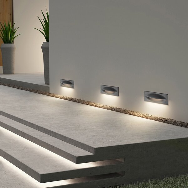Lucande LED φωτιστικό τοίχου Zandro, 25 cm, ανθρακί, IP65, Μαύρο, Μέταλλο, σύγχρονο, Γωνιακά φωτιστικά