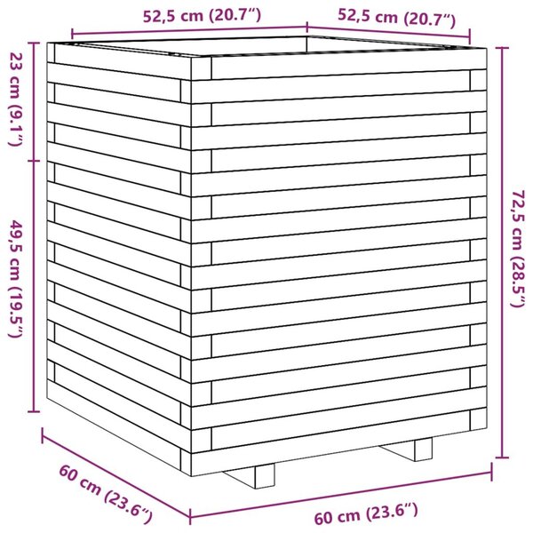 Ζαρντινιέρα Κήπου 60x60x72,5 εκ. από Εμποτισμένο Ξύλο Πεύκου - Καφέ